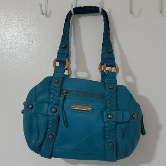 Isabella Fiore Teal Leather Shoulder Bag Satchel Handbag Purse WOMEN'S WOMAN'S - Picture 14 of 14